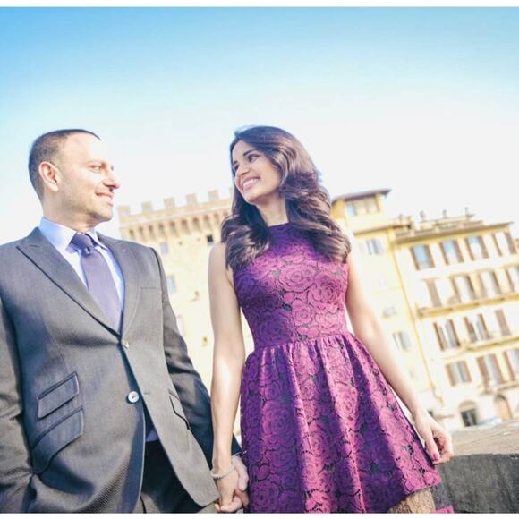 $650 ALICE & OLIVIA NWT Purple & Black Floral Lace Tiered Dress – Size 8 – RARE - Picture 7 of 15